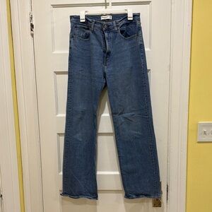 Abercrombie & Fitch Blue Straight Jeans High-Rise Relaxed Fit